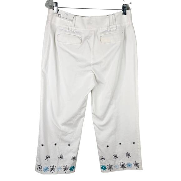 Ann Taylor LOFT Ann Pants Cropped 10 White Embroidered Flowers - Picture 10 of 11